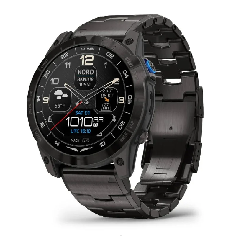 Men's Eco-Drive Sports Watches-Orologio Garmin D2 Mach1 Pro aviator Titanium 010-02804-81
