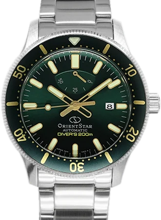 Men's Stylish Dress Watches-Diver Shinrin Green Pwr Rsv Ref. RK-AU0307E