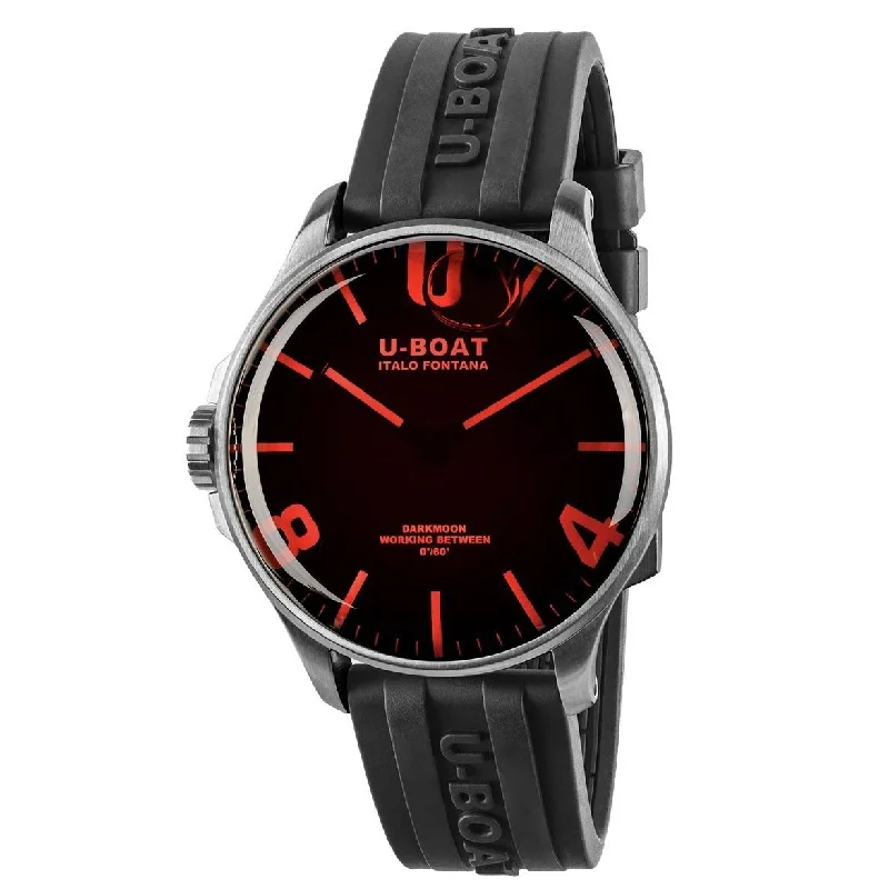 Men's Office Wear Dress Watches-U-Boat 8465/B Men's Darkmoon Red Watch
