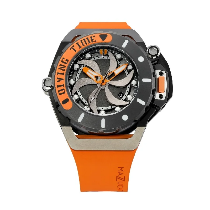 Men's Dive Watches with Adjustable Strap -Mazzucato Orange Rim Scuba Automatic Watch SUB04-ORCG9
