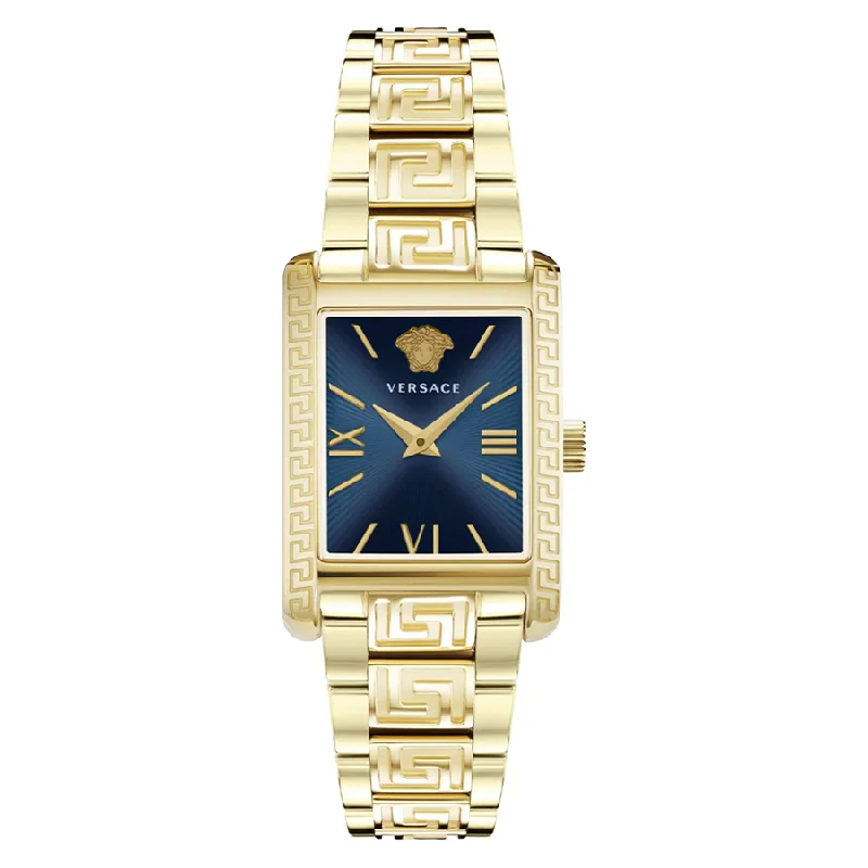 Men's Swiss Spring Edition-Versace Ladies Watch Tonneau 33mm Blue Gold Bracelet VE1C01022