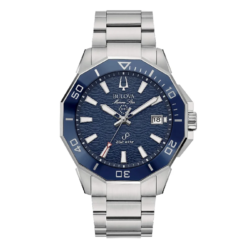 Men's Engagement Design Sports Watches-Orologio Bulova 96B433 Sub Marine Star Ceramic blu acciaio