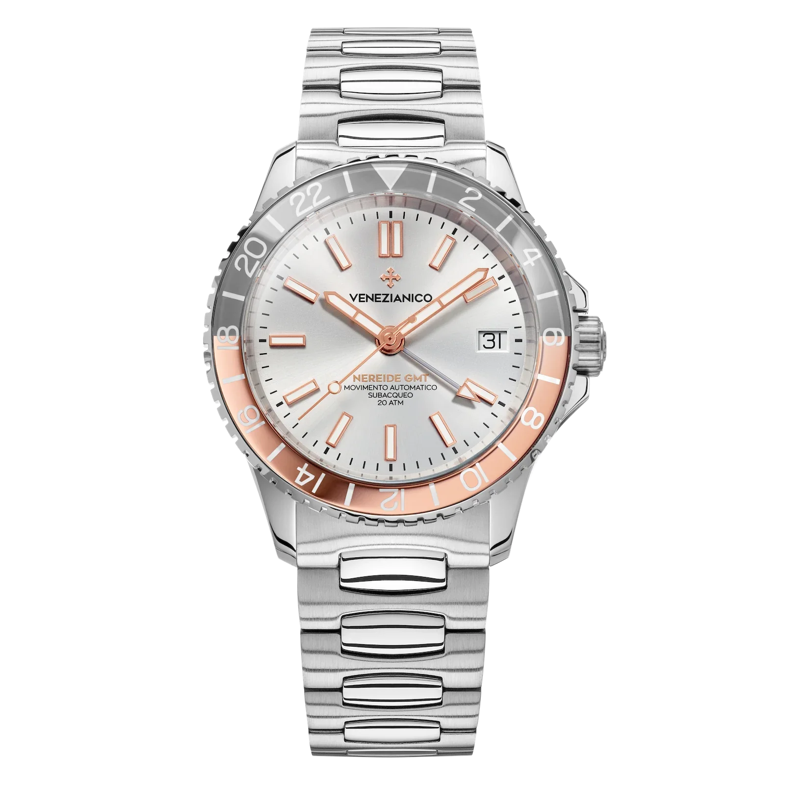 Men's Swiss Watch Analog Edition-Venezianico Automatic Watch Nereide GMT White 3521503C