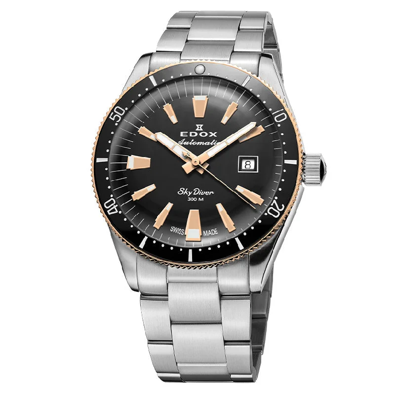 Men's Swiss Christmas Gift Edition-Edox Men's Watch Limited Edition Sky Diver Automatic Black 80126-357RNM-NIRB