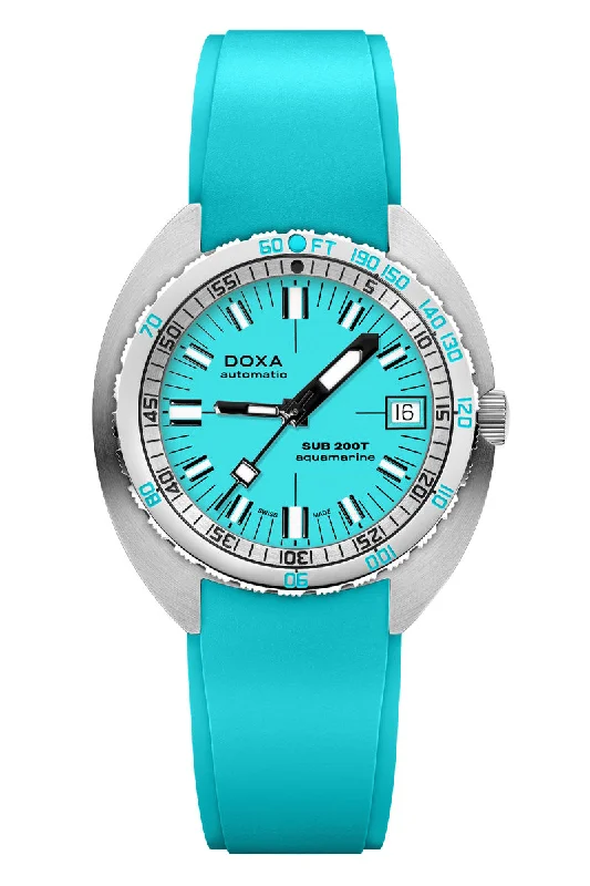 Men's Minimalist Style Dress Watches-Doxa Sub 200T Aquamarine 804.10.241.25