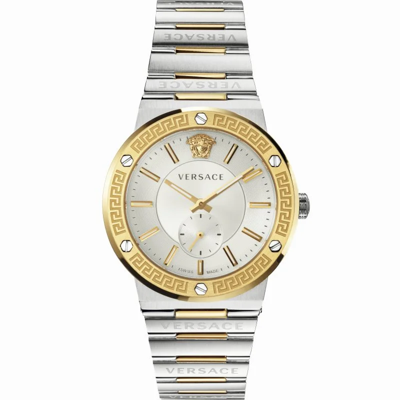 Men's Swiss Hybrid Edition-Versace Men's Watch Greca Logo Small Seconds Two-Tone VEVI00320
