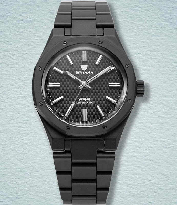 Men's Engraved Style Men's Digital Watches-F77 Black Ceramic