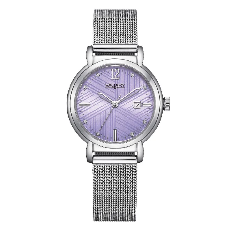 Women's Mechanical Watch Date Night Edition-Orologio Vagary Flair da donna lavanda con cristalli IU3-410-93