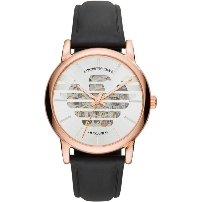 Men's Dive Watches with GMT Function -Emporio Armani AR60031 Men's Automatic Luigi Rose Watch