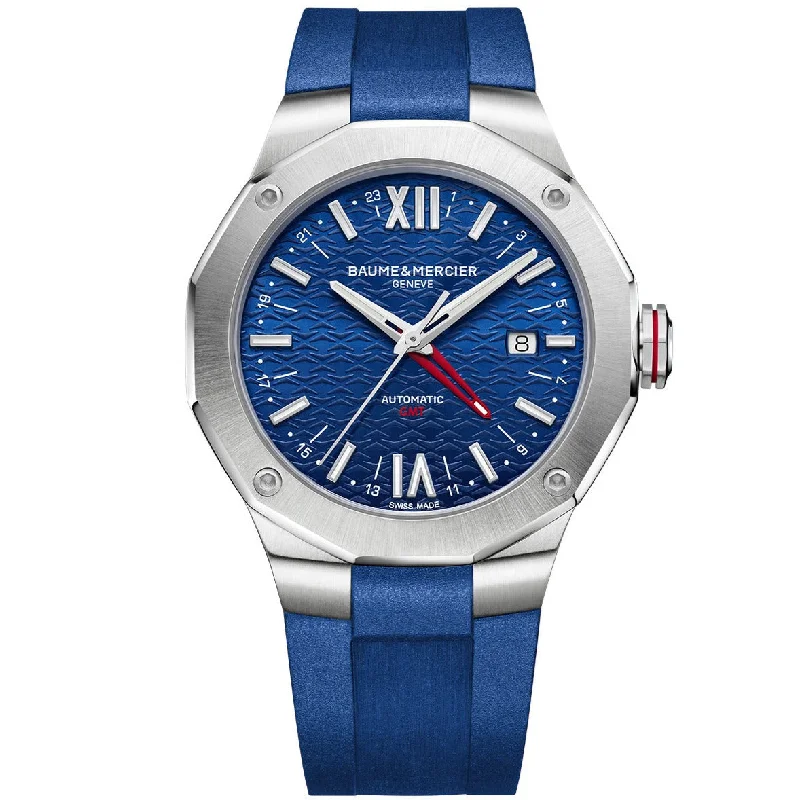 Men's Swiss Engraved Edition-Baume & Mercier Riviera Automatic Men's Blue Watch 10659 Men's Swiss Engraved Edition-Baume & Mercier Riviera Automatic Men's Blue Watch 10659
