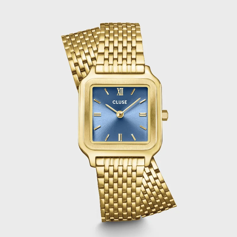Women's Christmas Gift Style Mechanical Watches-Gracieuse Petite Watch Double Steel, Kyanite Blue, Gold Colour