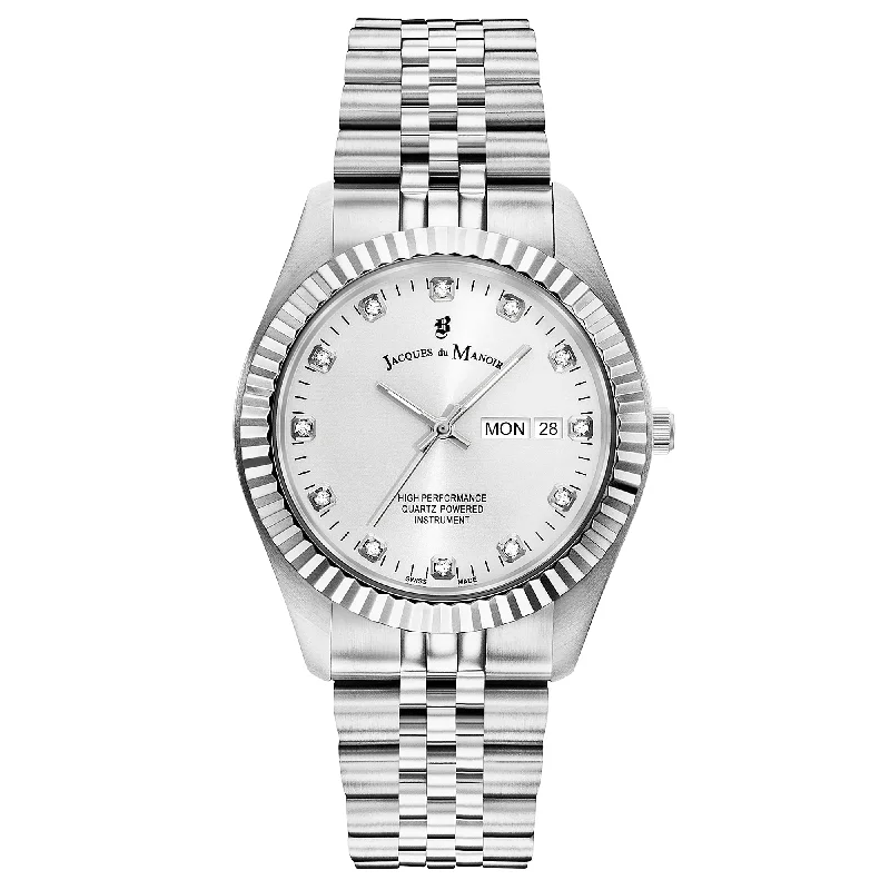 Men's American Made Style Dress Watches-Jacques Du Manoir Men's Inspiration Silver Watch JWG00301