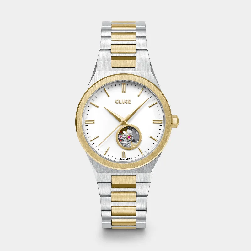Women's Anniversary Style Mechanical Watches-Vigoureux Automatic Watch Steel, White, Two-Tone