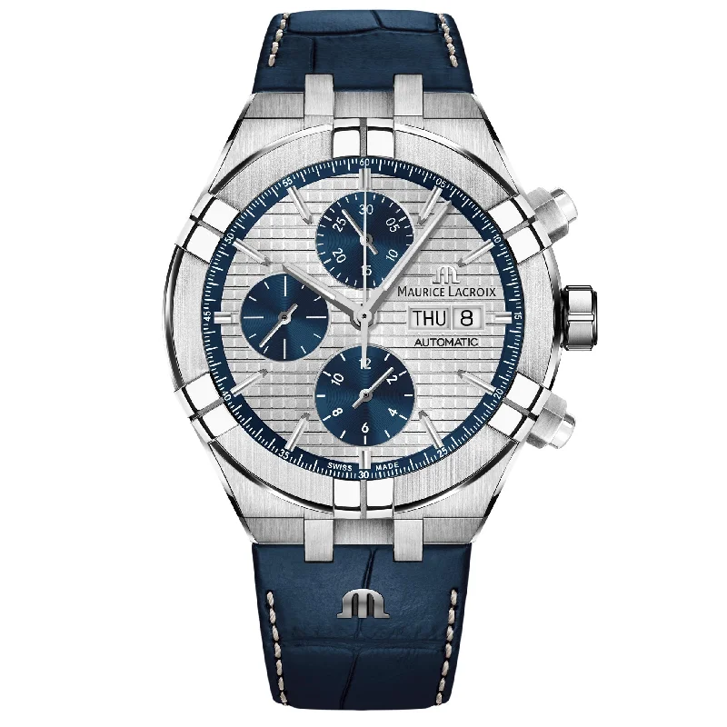 Men's Swiss Gift Edition-Maurice Lacroix Men's Silver Aikon Chronograph Watch AI6038-SS001-131-1
