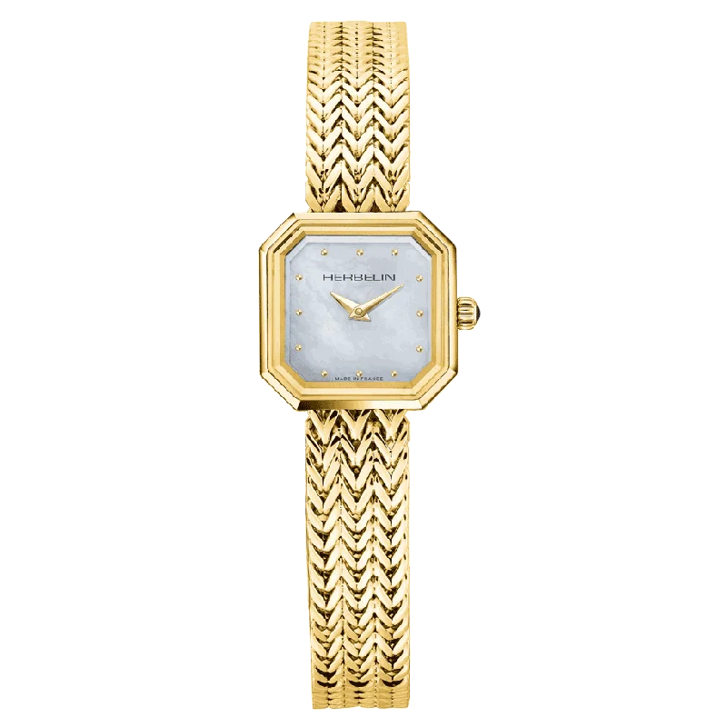 Men's Christmas Gift Style Dress Watches-Herbelin Octogone  Ladies Gold Watch 17436/BP19