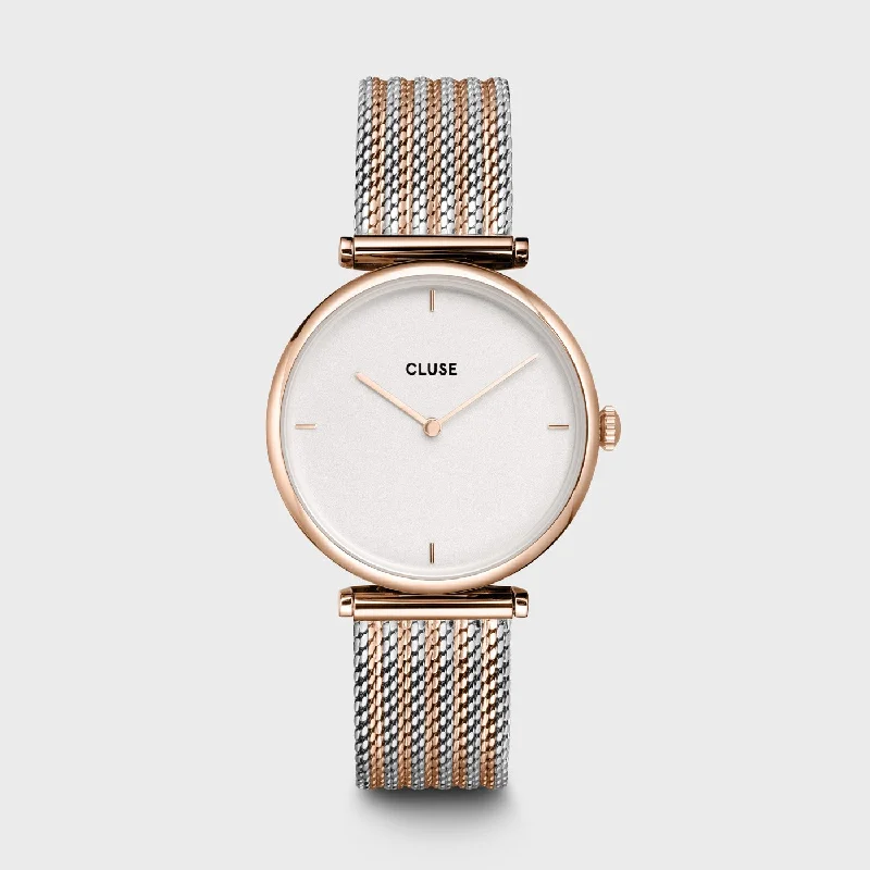 Women's Classic Design Mechanical Watches-Triomphe Watch Mesh, Rose Gold Colour, Two-Tone