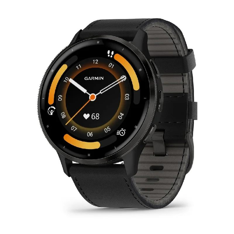 Women's Personalized Style Mechanical Watches-Orologio Garmin Venu 3 black cinturino pelle 010-02784-52