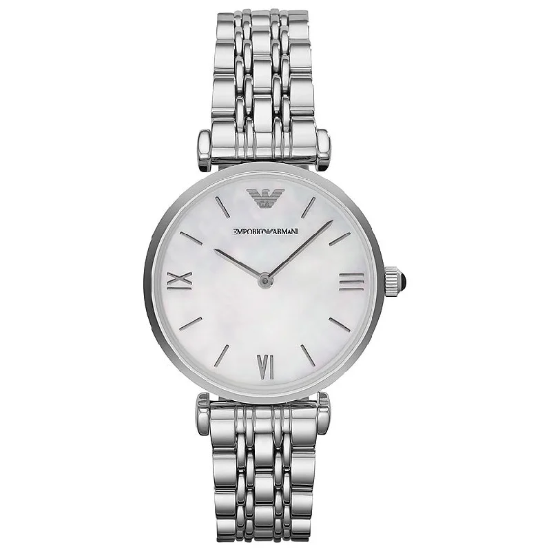 Men's Analog Design Dress Watches-Emporio Armani AR1682 Ladies Silver Watch