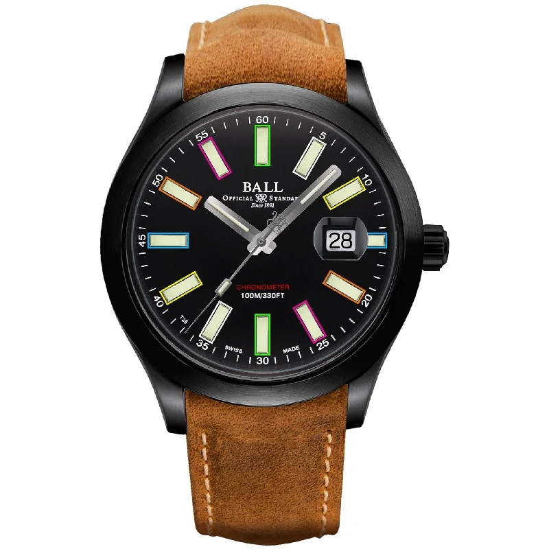 Men's Swiss Hand-Wound Edition-Ball Engineer II Rainbow Men's Black Watch NM2028C-L28CJ-BK Men's Swiss Hand-Wound Edition-Ball Engineer II Rainbow Men's Black Watch NM2028C-L28CJ-BK