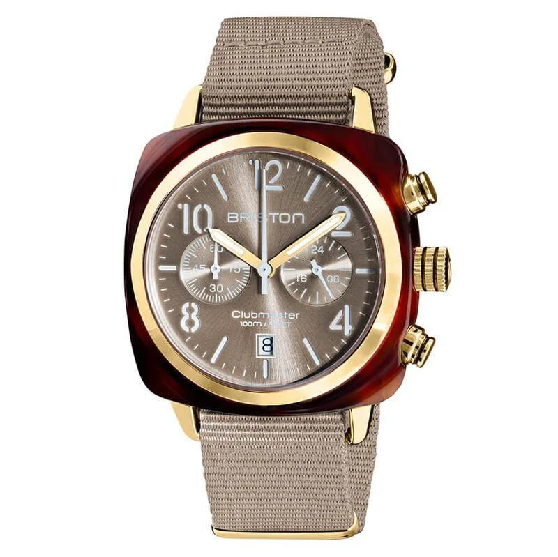 Men's Spring Design Men's Watches-Briston Taupe Clubmaster Classic Chronograph Watch 19140.PYA.T.30.NT
