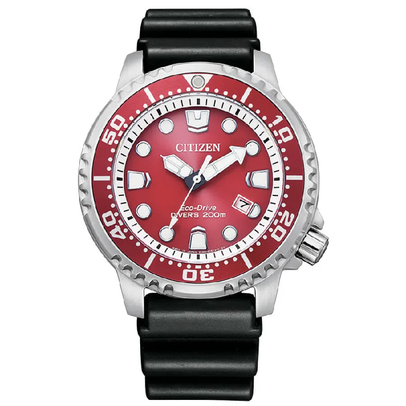 Men's Heart Rate Monitoring Sports Watches-Orologio Citizen BN0159-15X Promaster Eco Drive rosso