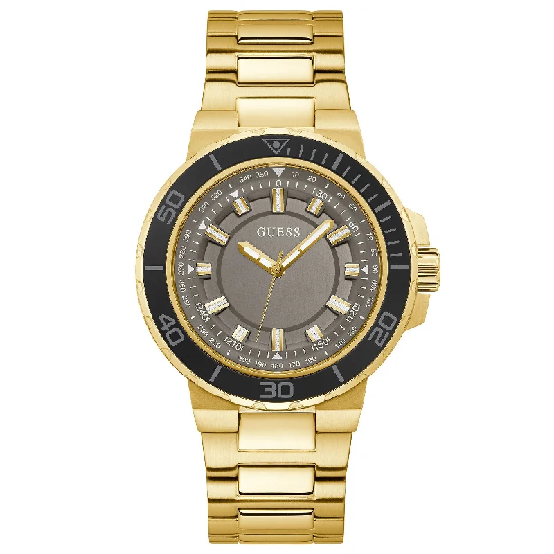 Men's Small Size Design Dress Watches-Guess GW0426G2 Men's Track Gold Watch
