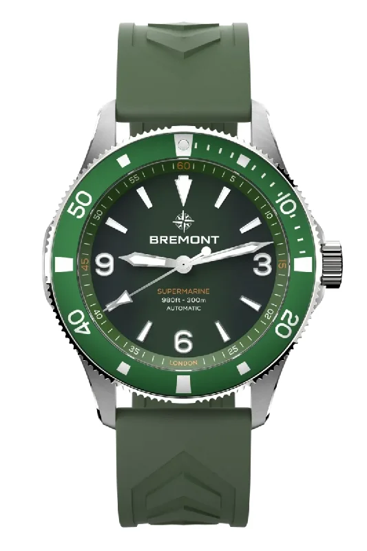 Men's Sophisticated Design Dress Watches-Bremont Supermarine 300M SM40-ND-SS-GN-R-S