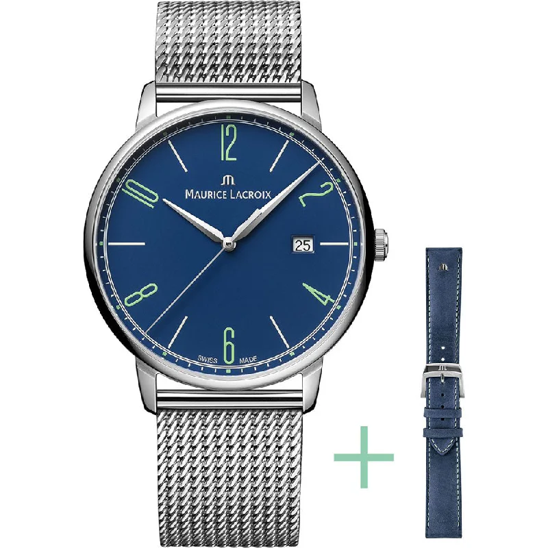 Men's Swiss Autumn Edition-Maurice Lacroix Men's Blue Eliros Date Quartz Watch EL1118-SS00E-420-C Men's Swiss Autumn Edition-Maurice Lacroix Men's Blue Eliros Date Quartz Watch EL1118-SS00E-420-C