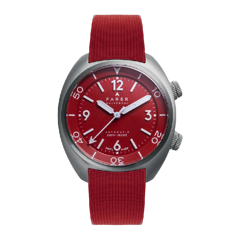 Men's Dive Watches with Green Dial -Hecla Carmine Red Titanium Series II