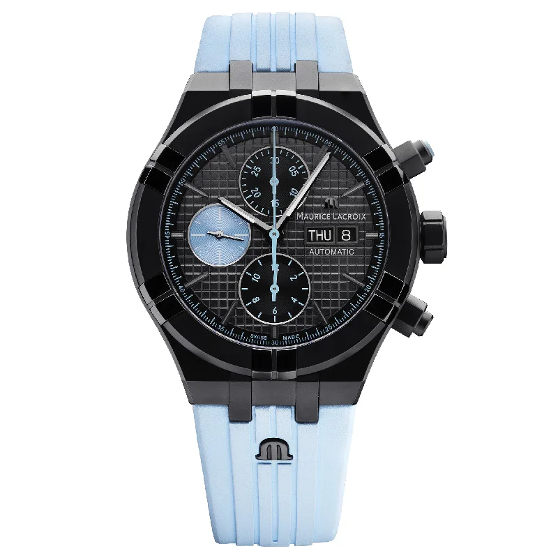 Men's Swiss Kinetic Edition-Maurice Lacroix Men's Black Aikon Chronograph Watch AI6038-DLB01-330-4 Men's Swiss Kinetic Edition-Maurice Lacroix Men's Black Aikon Chronograph Watch AI6038-DLB01-330-4