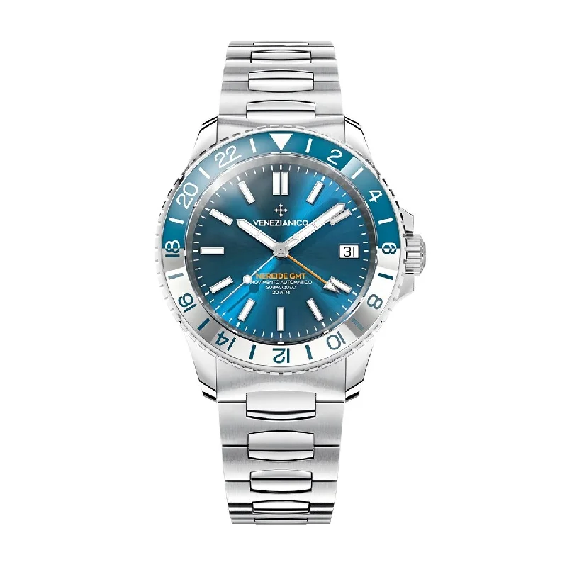Affordable Men's GMT Watches Online -​Venezianico Automatic Watch Nereide GMT Blue 3521502C