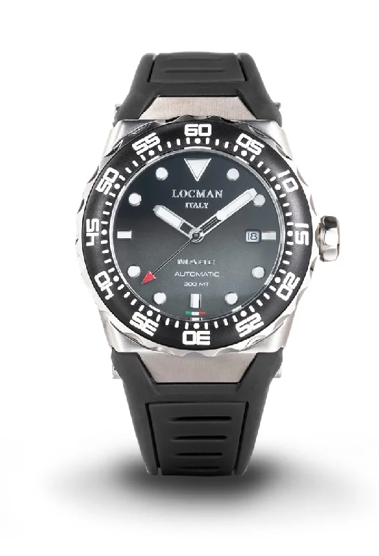 Men's Hybrid Style Sports Watches-Orologio Locman Mare nero degradè cinturino silicone 0559A25A-00KANKSK2