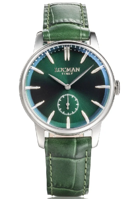 Women's Mechanical Watch Parts-Locman 1960 37mm verde piccoli secondi pelle 0257A03A-00GRNKPD