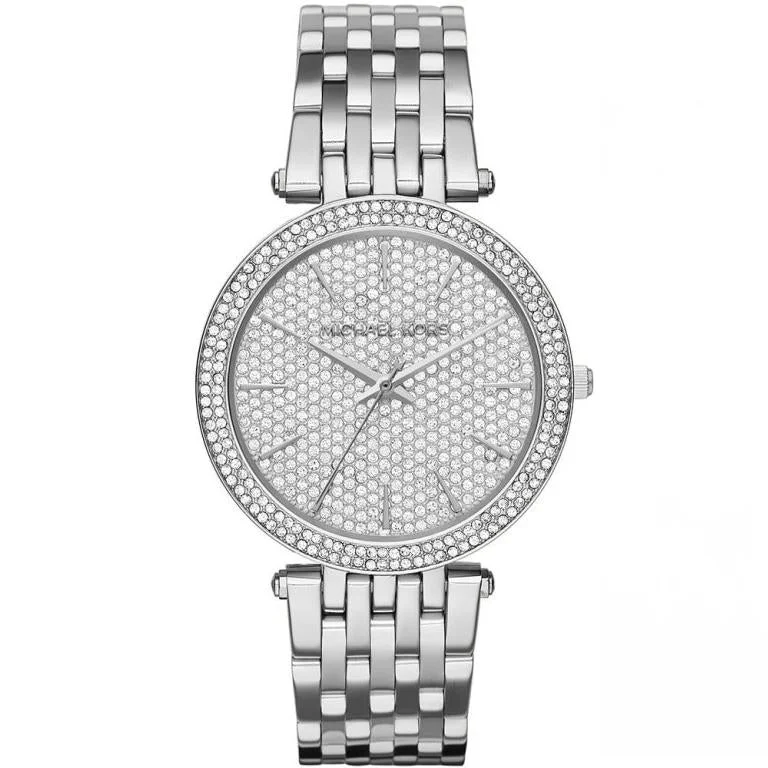 Men's Designer Dress Watches-Michael Kors MK3437 Ladies Darci Silver Diamonte Watch