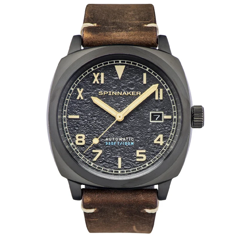 Men's Wedding Style Dress Watches-Spinnaker Men's Volcanic Black Hull California Watch SP-5071-03