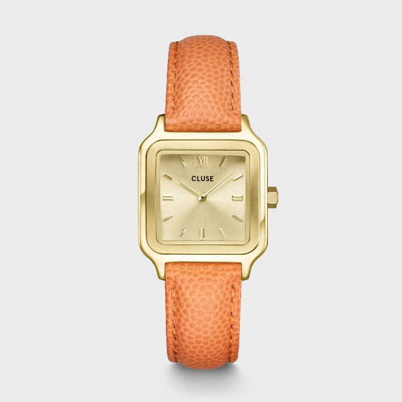 Women's Wedding Style Mechanical Watches-Gracieuse Petite Watch Leather, Apricot Lizard, Gold Colour