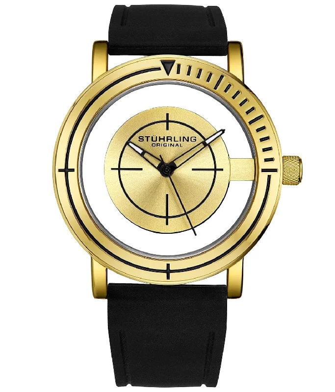 Gold Dial/Black Hands/Rubber Black Strap