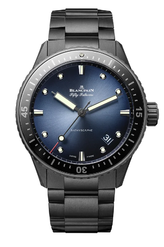 Men's Affordable Dress Watches-Blancpain Fifty Fathoms Bathyscaphe Ceramic 5000A 0140 01S