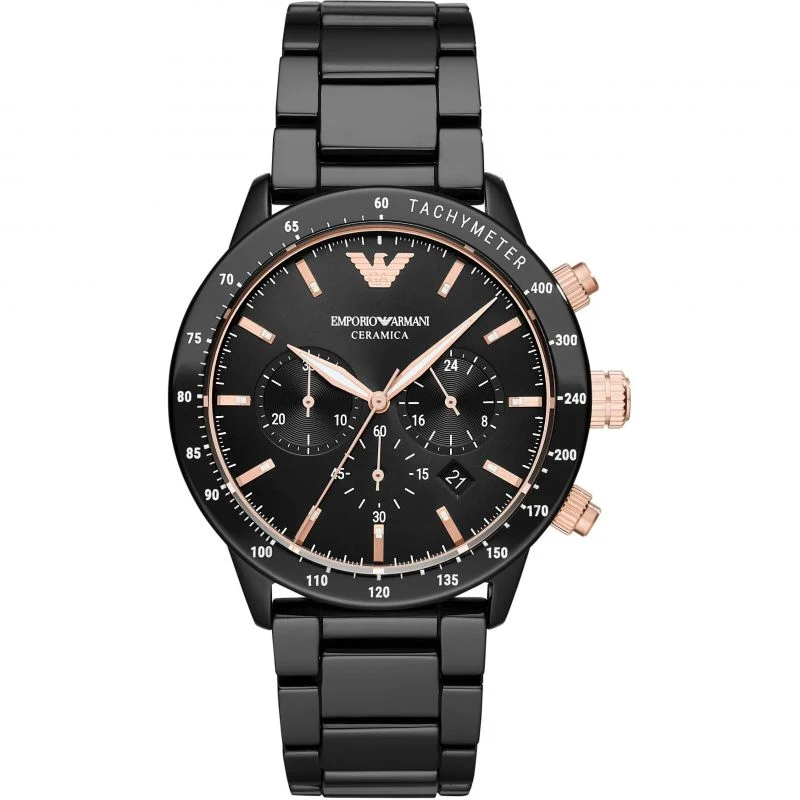 Men's Seasonal Dress Watches-Emporio Armani AR70002 Men's Mario Ceramic Chronograph Watch