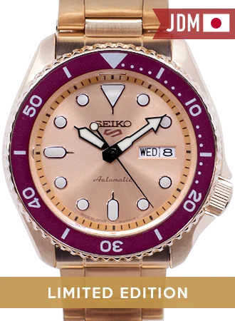 Men's American Made Design Sports Watches-Seiko 5 Sports “Sports Style” Rose Gold 55th Anniversary - Ltd Ed 1968pcs Ref. SBSA216