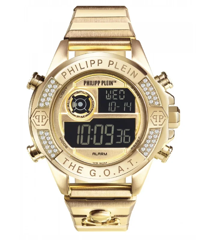 Men's Elegant Style Digital Watches-Philipp Plein Digital Watch The G.O.A.T. Gold PWFAA0621