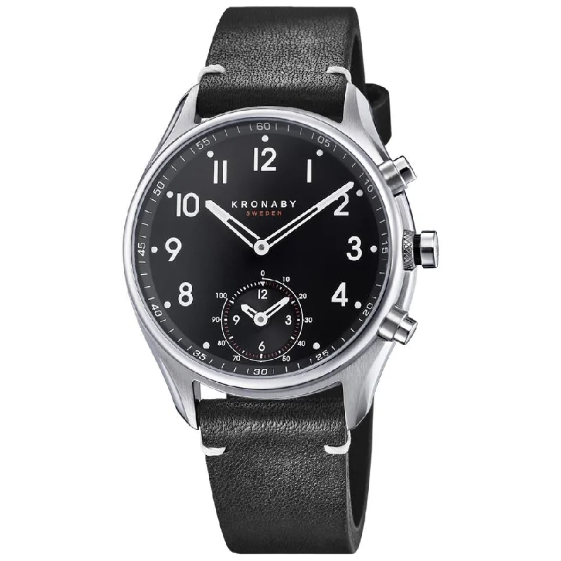 Men's High-End Slim Watches-Kronaby S1399/1 Men's Black Apex Hybrid Smartwatch