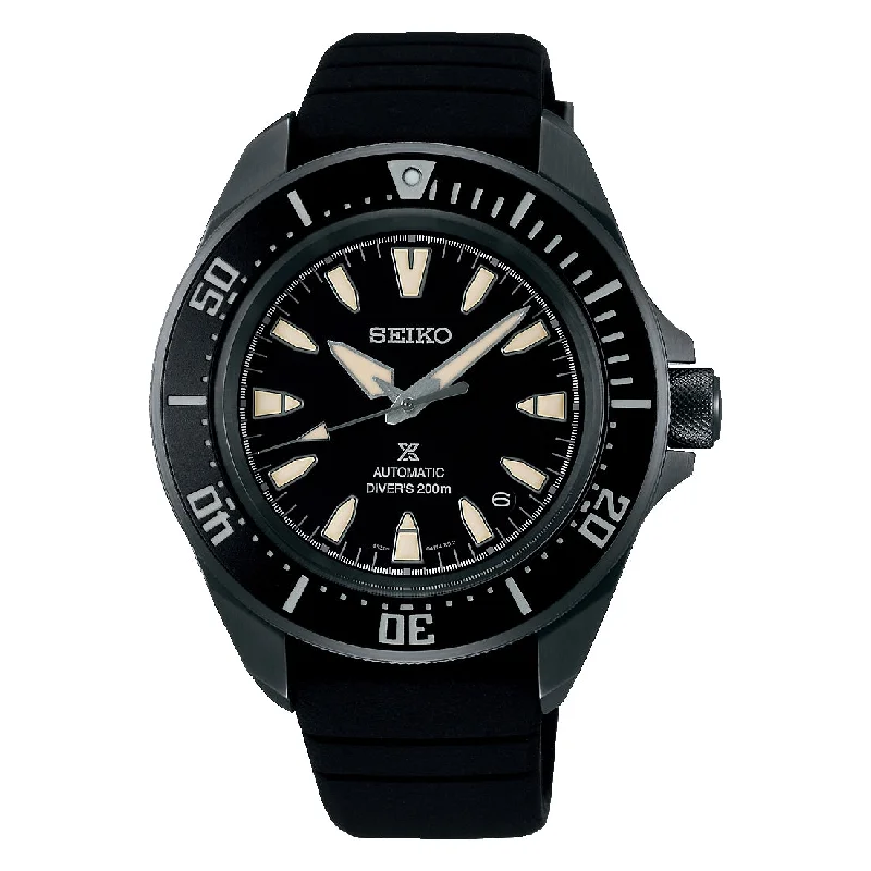 Men's Birthday Design Sports Watches-Orologio Seiko Prospex SRPL15K1 Samurai reduced trattato IP nero gomma