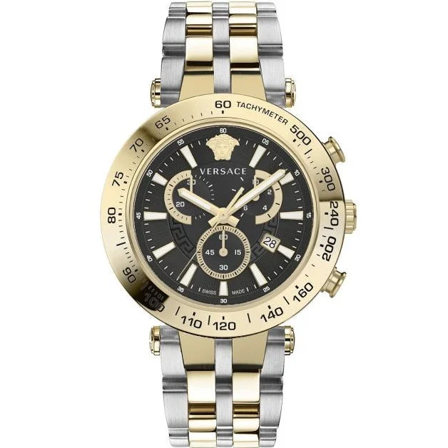 Men's Swiss Autumn Edition-Versace Men's Watch Bold Chrono 46mm Black Two-Tone Bracelet VEJB00622