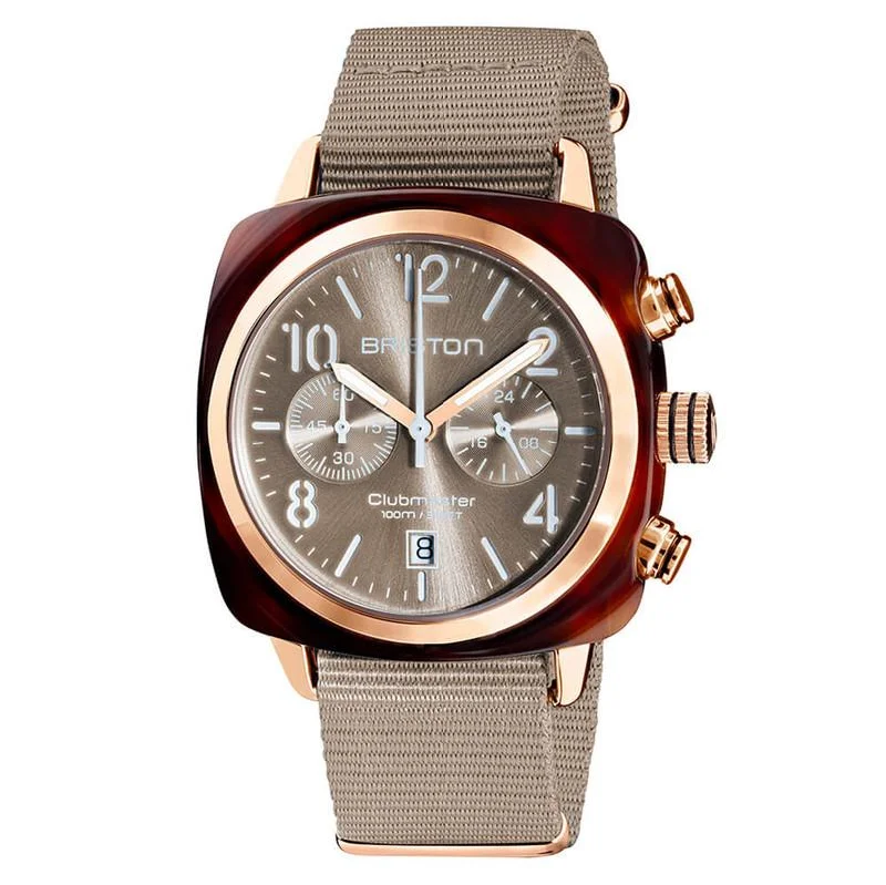 Men's Party Wear Slim Watches-Briston Taupe Clubmaster Classic Choronograph Watch 19140.PRA.T.30.NT Men's Party Wear Slim Watches-Briston Taupe Clubmaster Classic Choronograph Watch 19140.PRA.T.30.NT