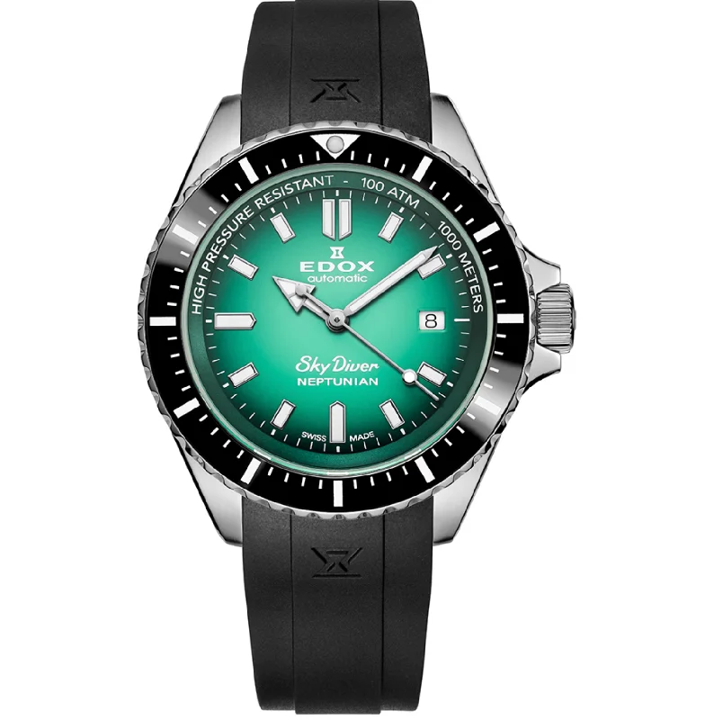 Men's Swiss Watch Price-Edox 80120-3NCA-VDN Men's Neptunian Sky Diver Automatic Green Watch Men's Swiss Watch Price-Edox 80120-3NCA-VDN Men's Neptunian Sky Diver Automatic Green Watch