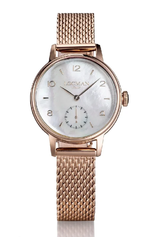 Women's Modern Style Women's Mechanical Watches-Locman 1960 donna madreperla dorato con secondi 0258R14R-RRMWRGBR Women's Modern Style Women's Mechanical Watches-Locman 1960 donna madreperla dorato con secondi 0258R14R-RRMWRGBR