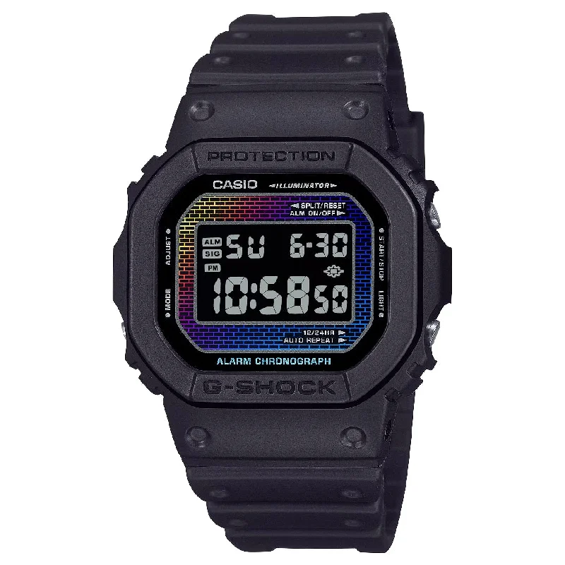 Men's Office Wear Style Sports Watches-Orologio G-Shock DW-5600RW-1ER motivo a mattoni iridescenti