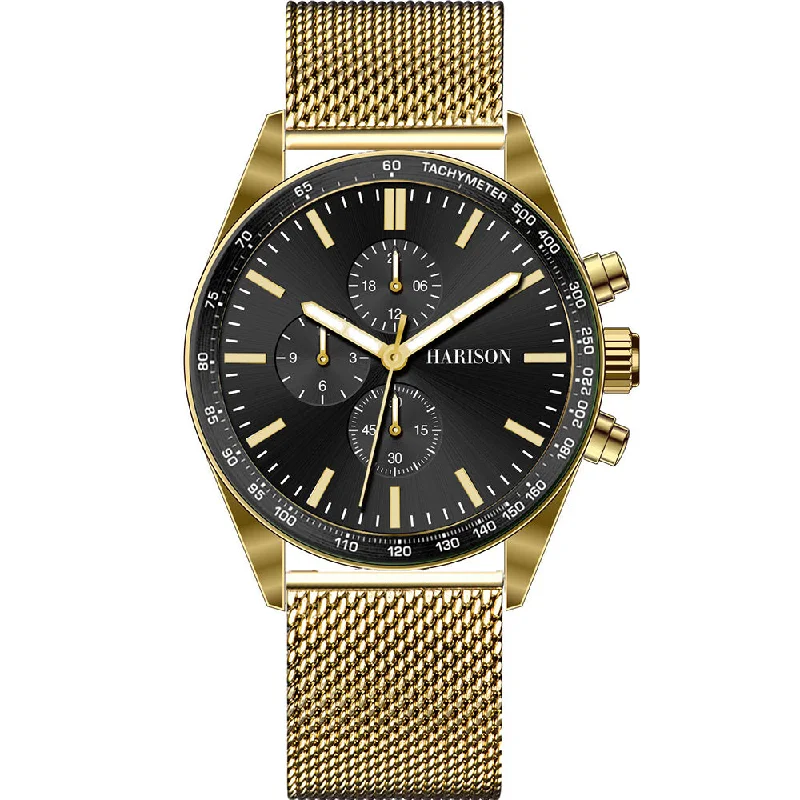 Men's Casual Wear Design Digital Watches-Harison Gold  Watch *Imitation Sub Dial
