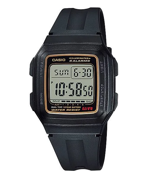 Unisex Monogrammed Design Watches-Casio F-201WA-9A Unisex Black Digital Watch